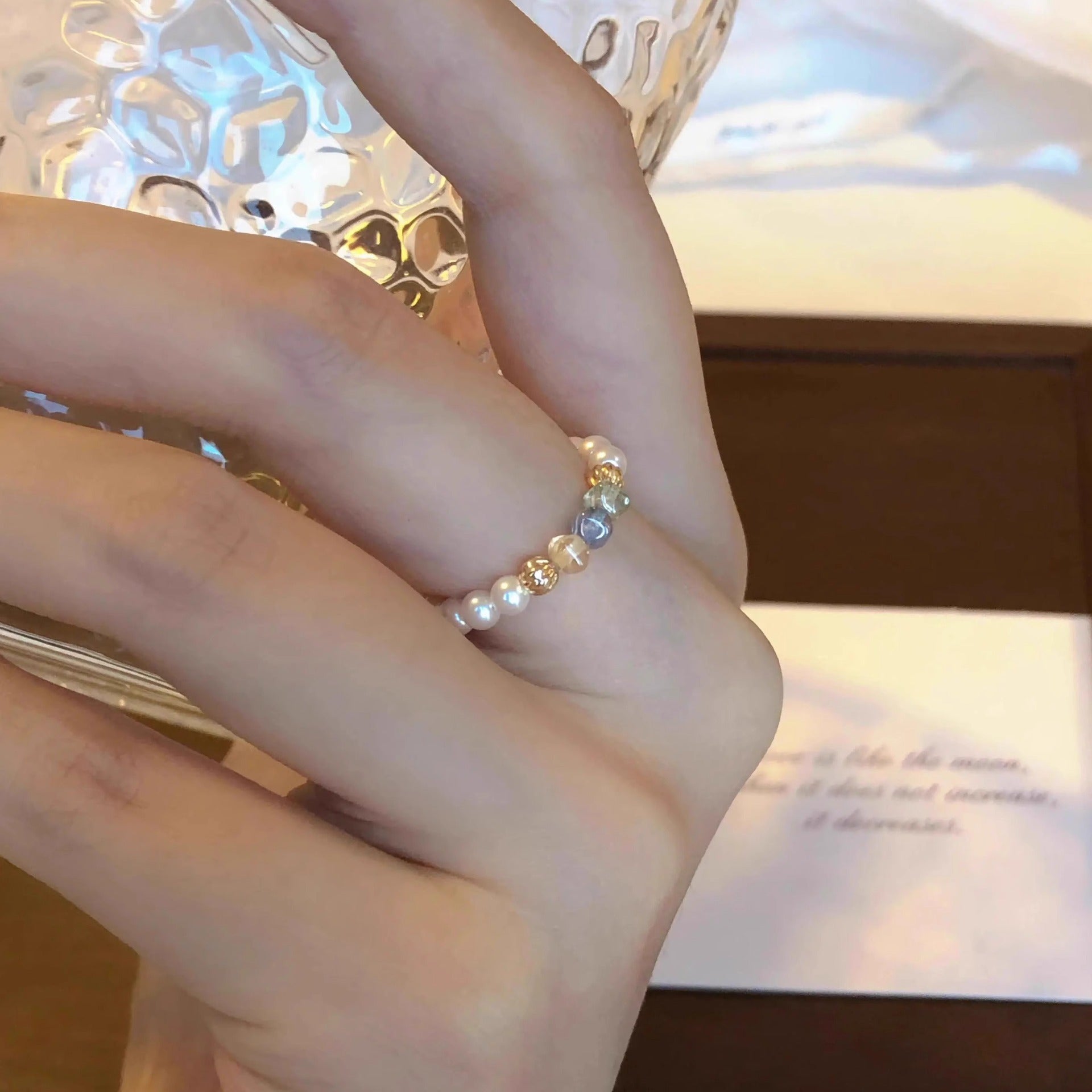 Pearl & Czech Glass Ring