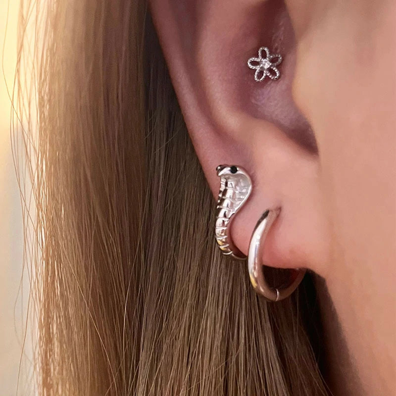 Vintage Cobra Cuff Earrings in Sterling Silver | Pair