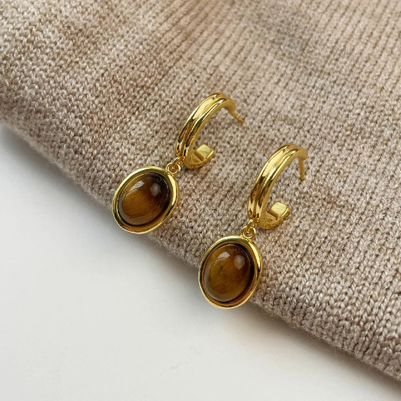 Tiger's Eye Studs | Pair