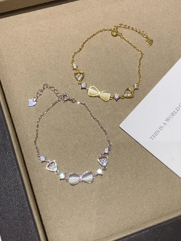 Cat-Eyes Silk Bow Bracelet