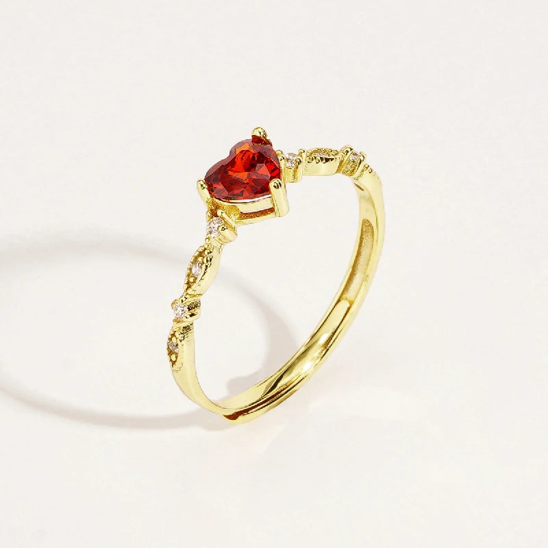Ruby Crystal Tender Heart Ring