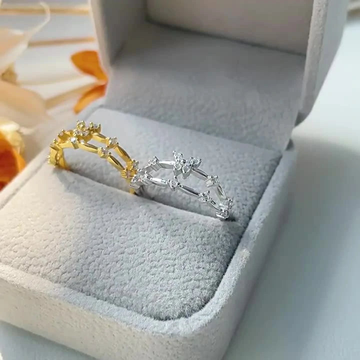 Papillon Double Layer Crystals Ring