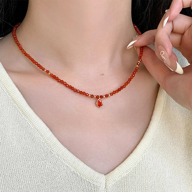 Faceted Carnelian Necklace