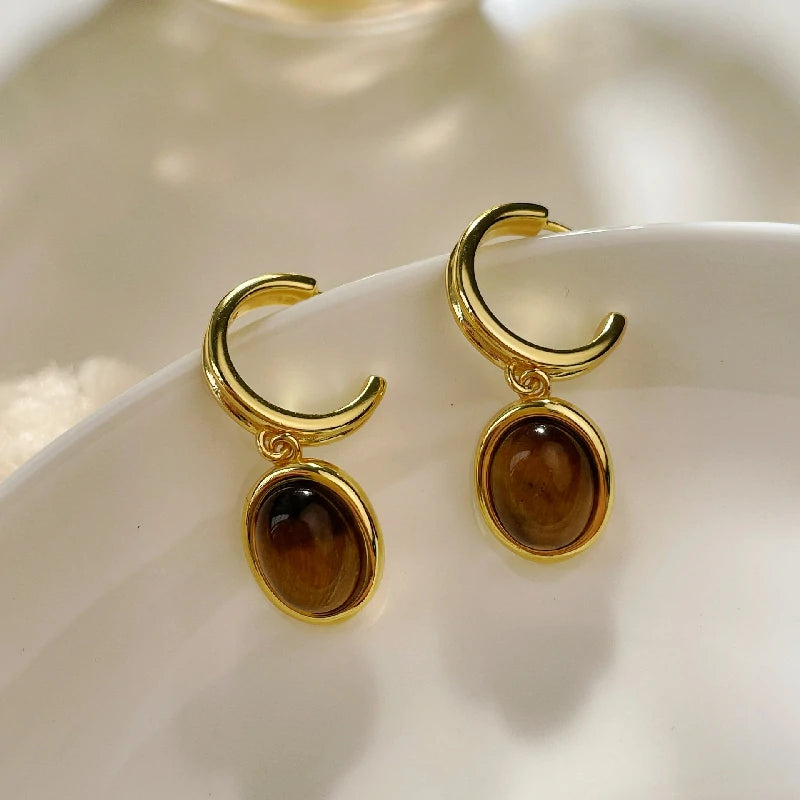 Tiger's Eye Studs | Pair