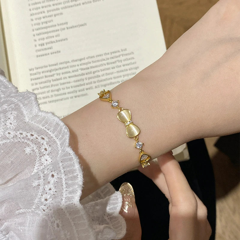 Cat-Eyes Silk Bow Bracelet