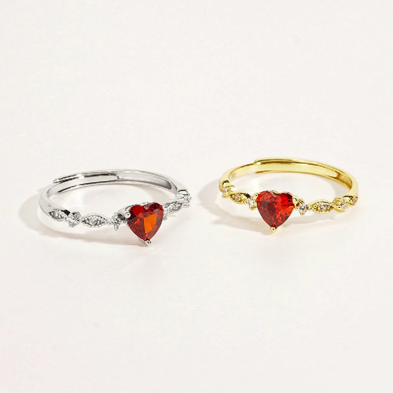 Ruby Crystal Tender Heart Ring