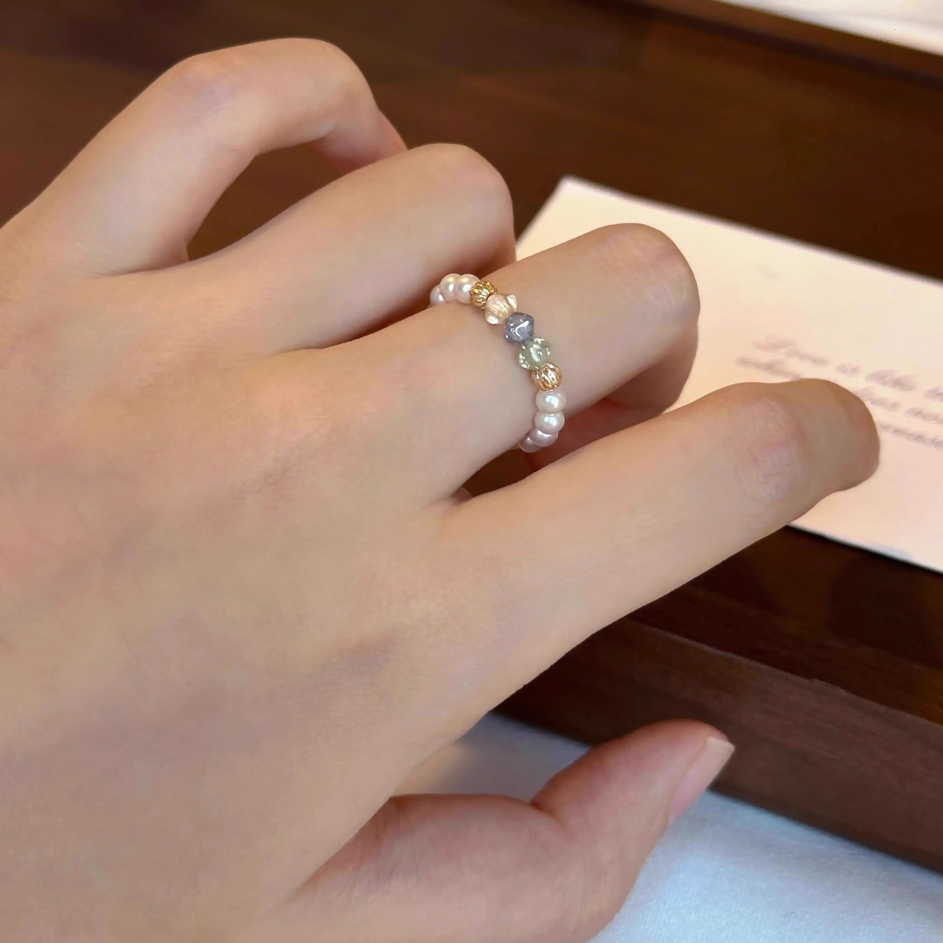 Pearl & Czech Glass Ring