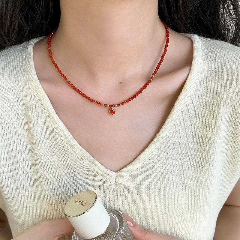 Faceted Carnelian Necklace