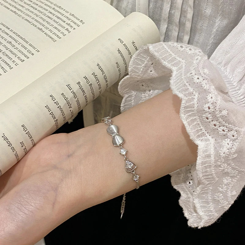 Cat-Eyes Silk Bow Bracelet
