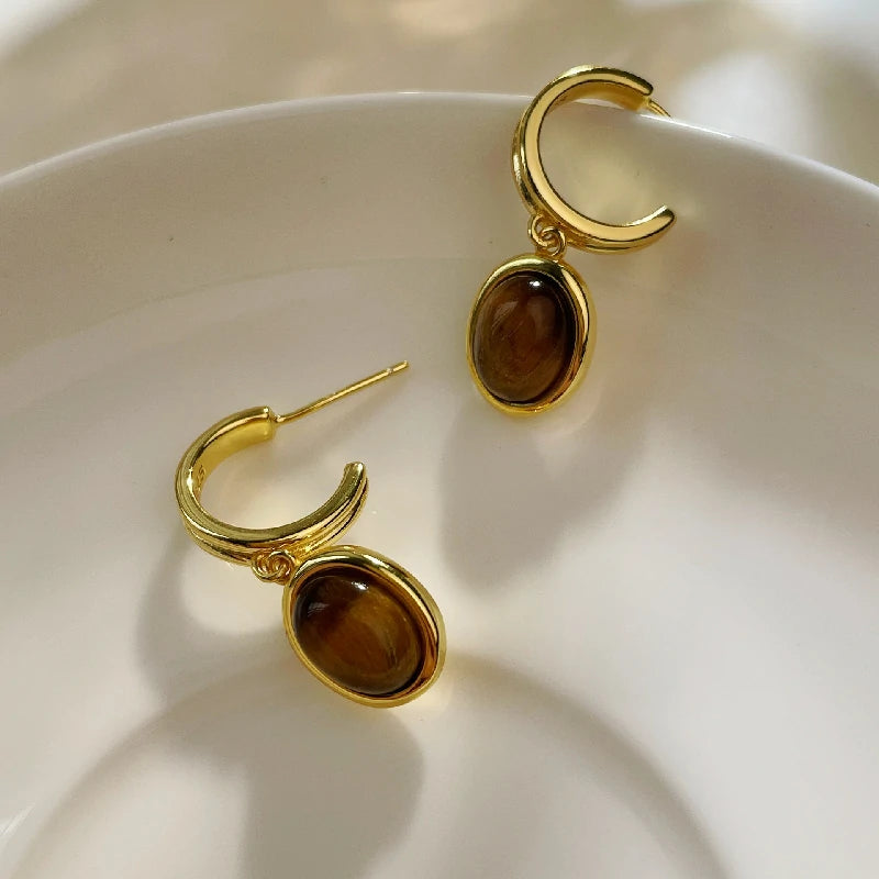 Tiger's Eye Studs | Pair