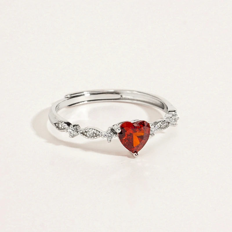 Ruby Crystal Tender Heart Ring