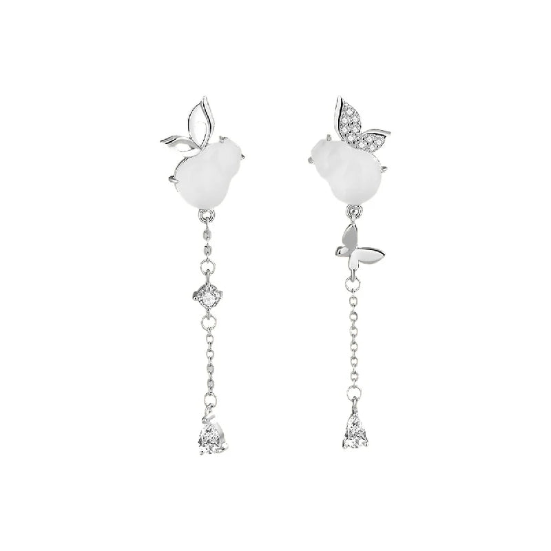 Blessed Butterfly Gourd Drop Earrings with Chalcedony | Pair