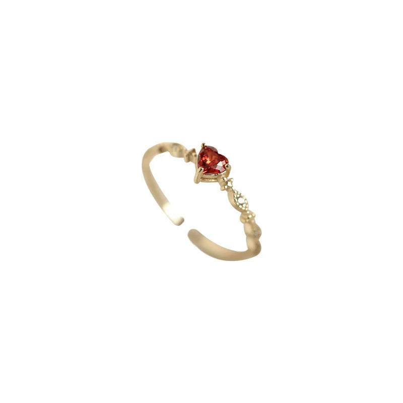Ruby Crystal Tender Heart Ring