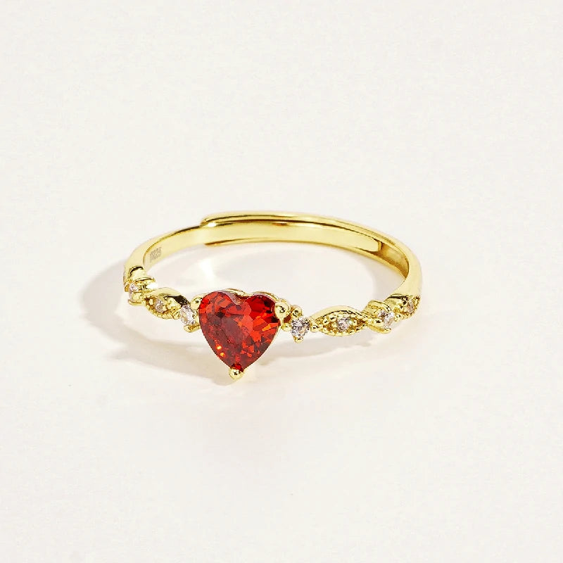 Ruby Crystal Tender Heart Ring
