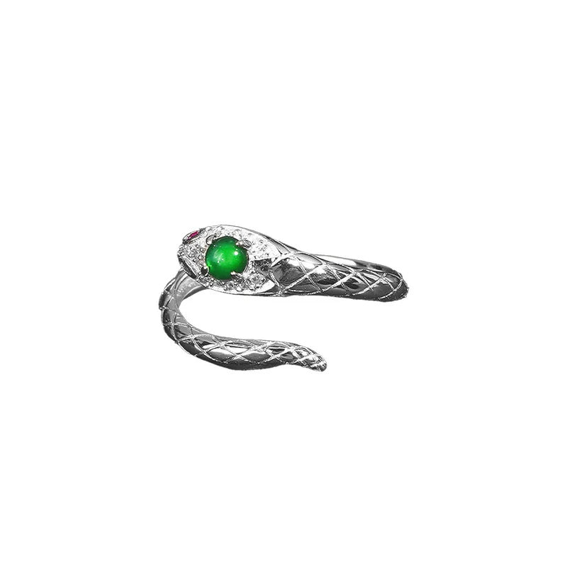 Celestial Snake Ring - Jadeite & Silver