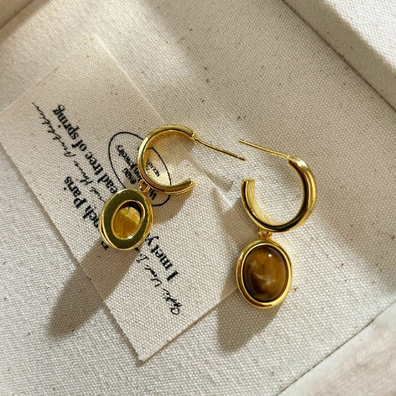 Tiger's Eye Studs | Pair