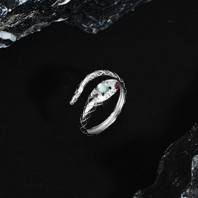 Celestial Snake Ring - Jadeite & Silver