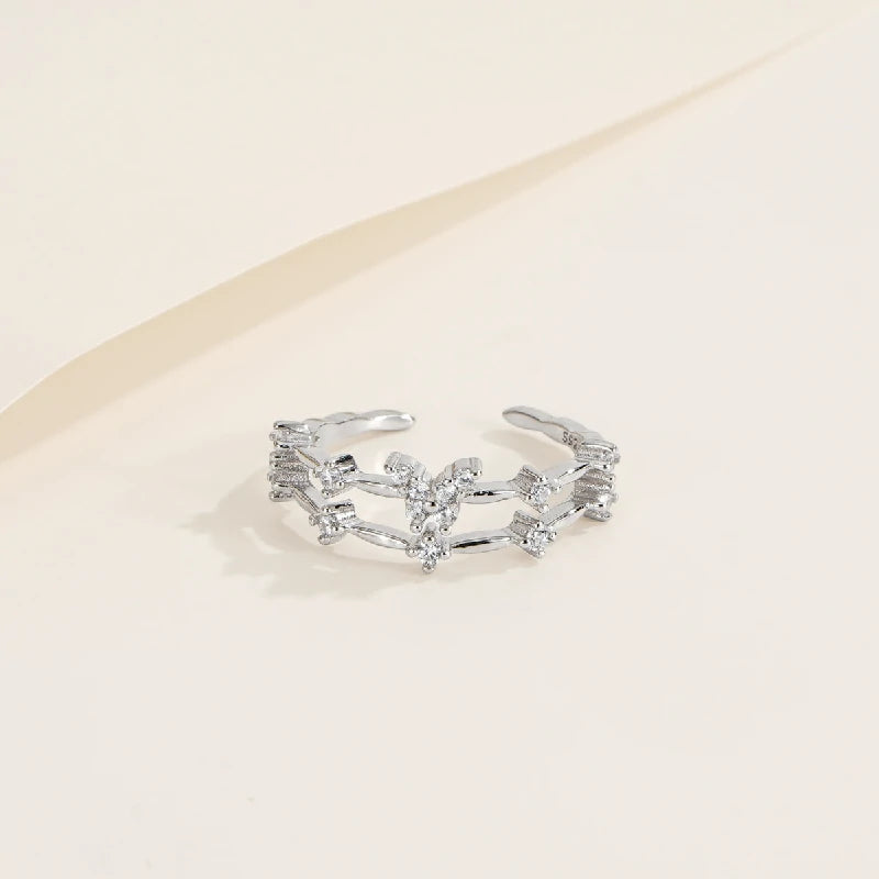 Papillon Double Layer Crystals Ring