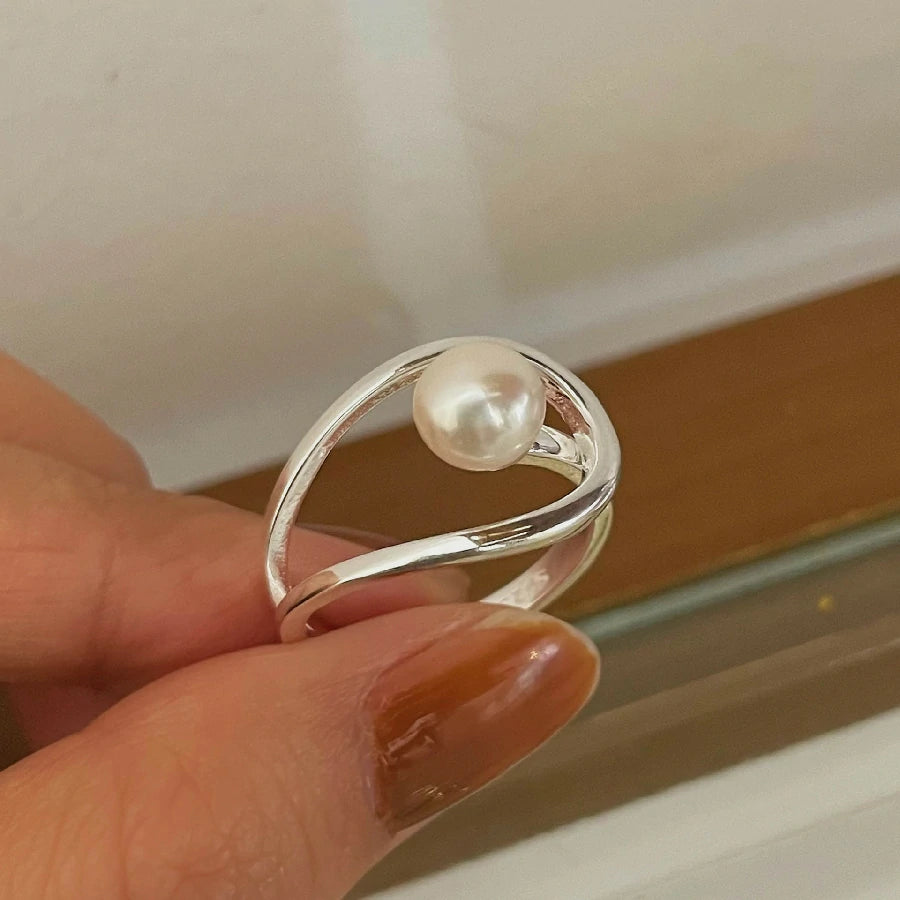 Pearl Band Silver Ring