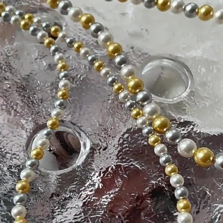 Tri-Color Crystal Pearl Necklace