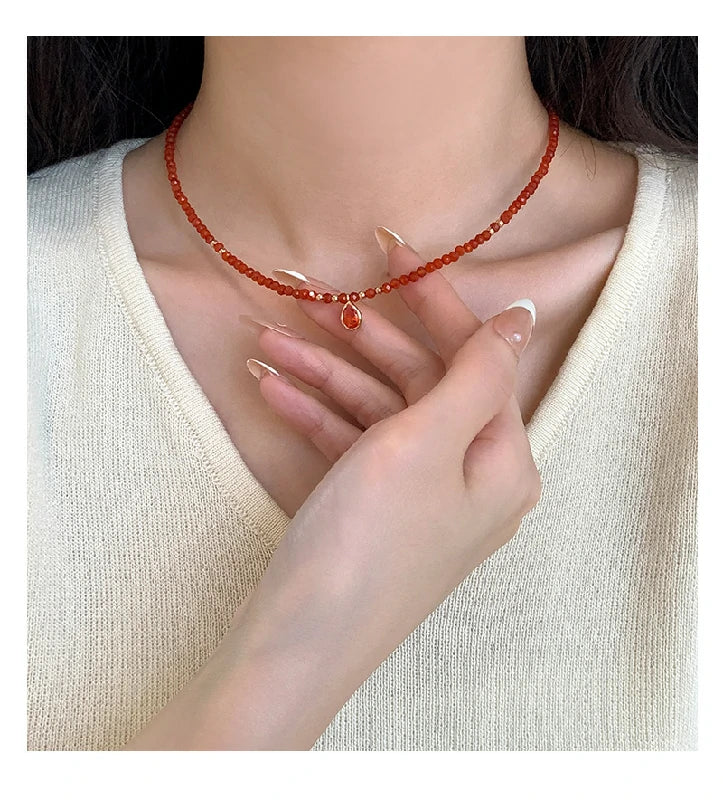 Faceted Carnelian Necklace