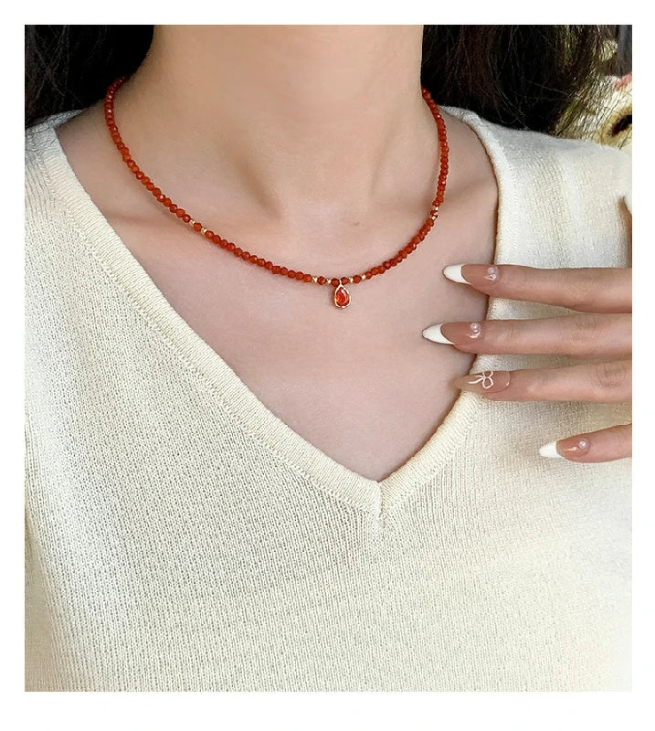 Faceted Carnelian Necklace