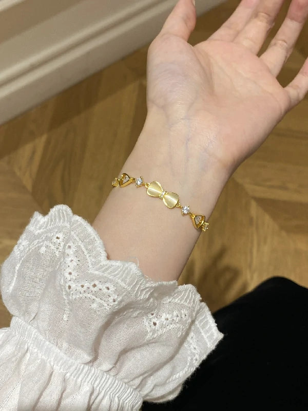 Cat-Eyes Silk Bow Bracelet
