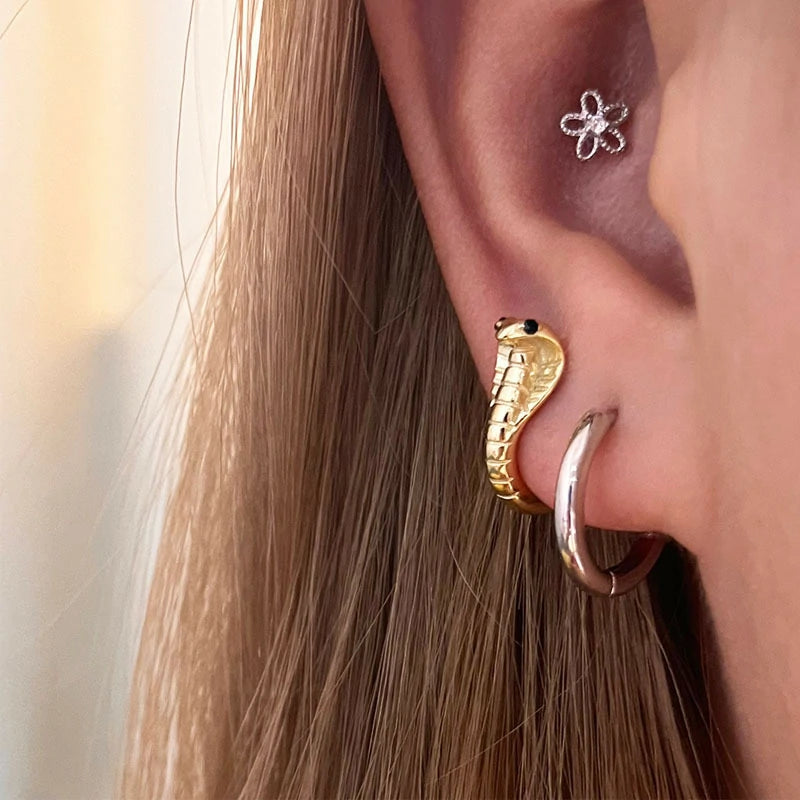 Vintage Cobra Cuff Earrings in Sterling Silver | Pair