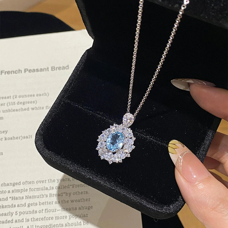 Sky Blue Topaz Pendant Necklace