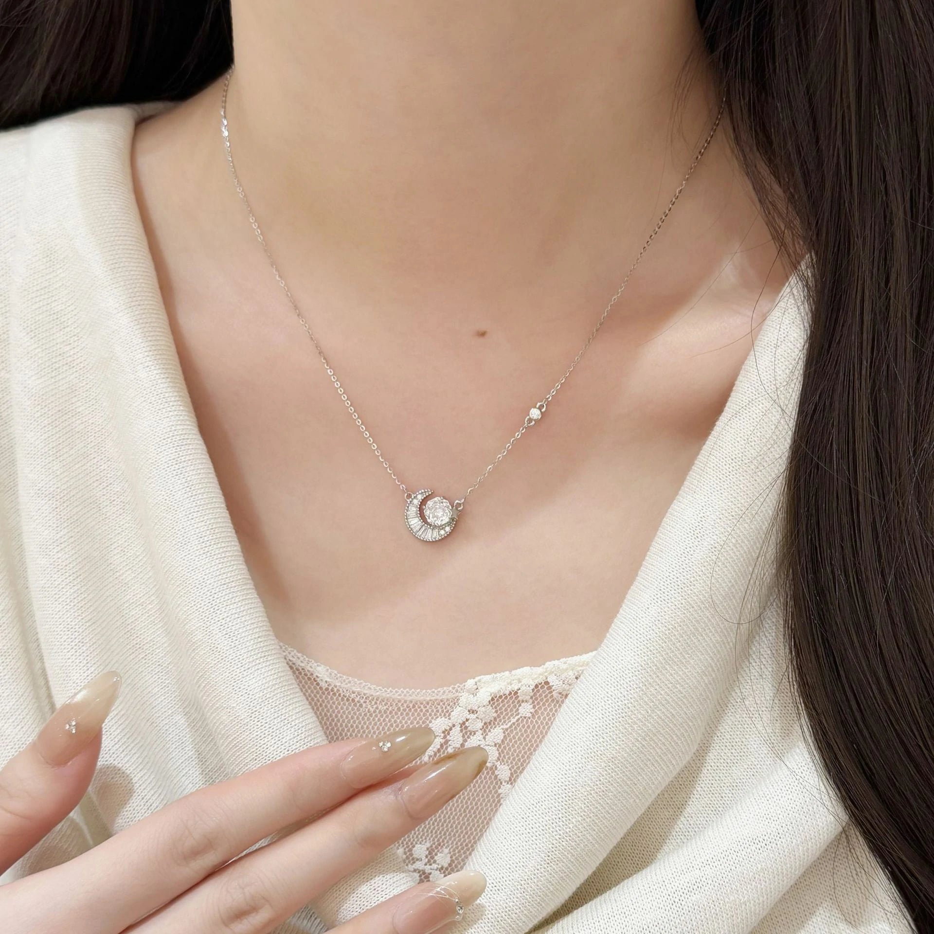 Rose-Cut Star Moon Pendant