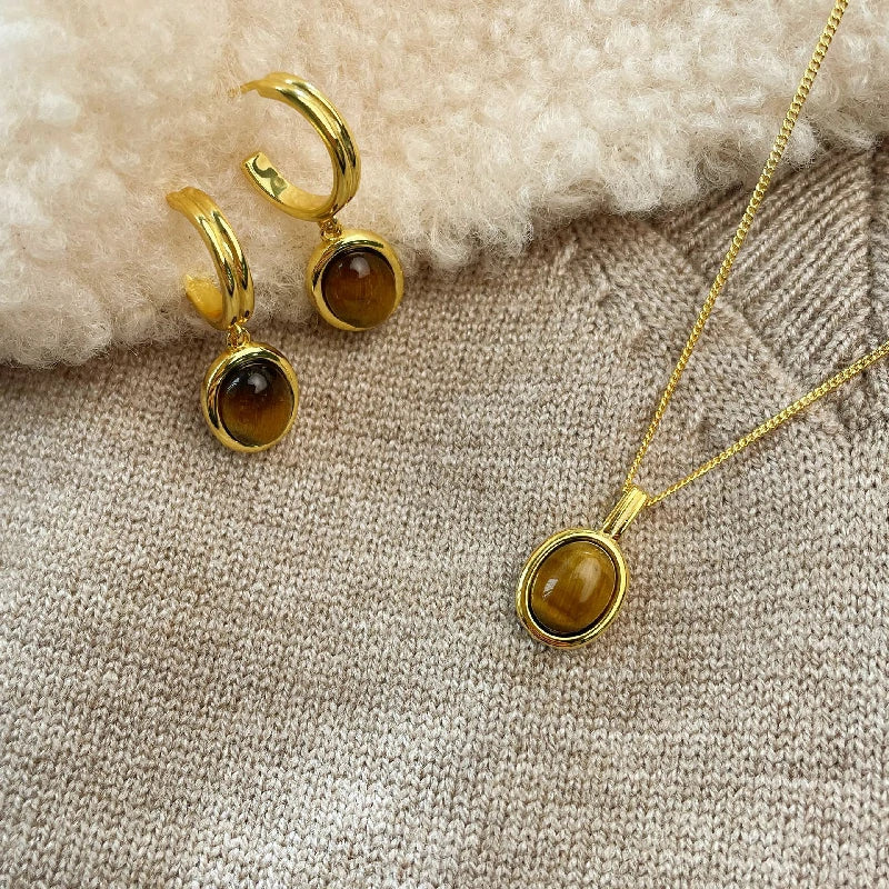 Tiger's Eye Studs | Pair