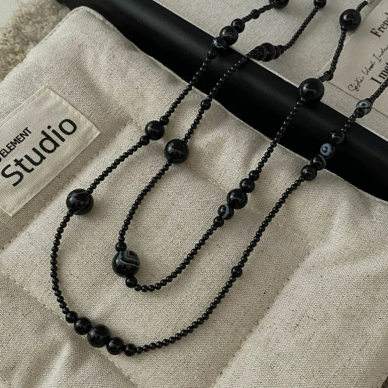 Onyx Sphere Long Necklace
