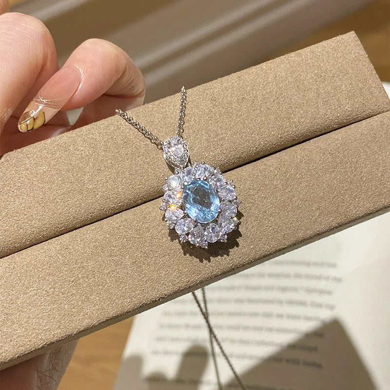 Sky Blue Topaz Pendant Necklace
