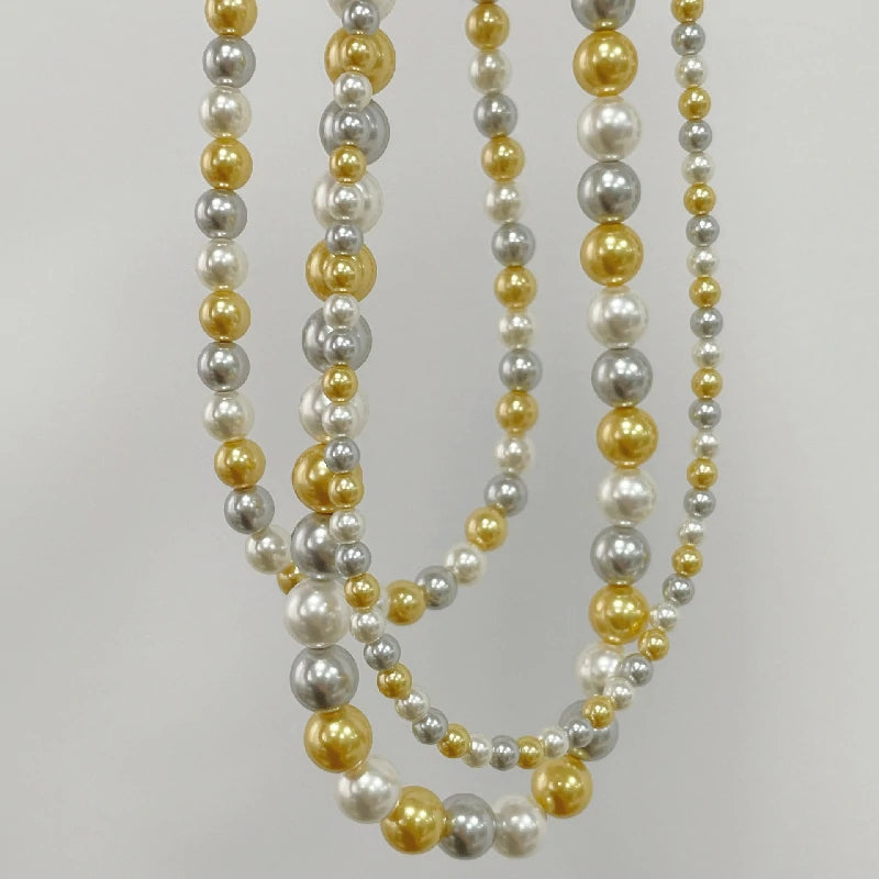 Tri-Color Crystal Pearl Necklace