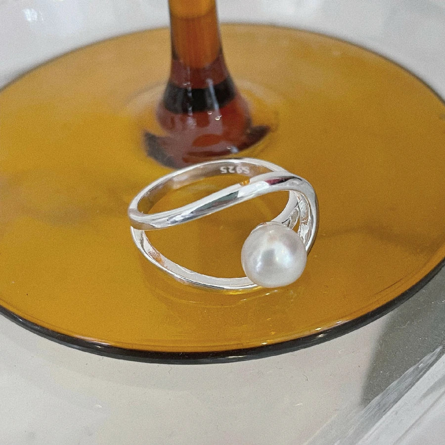 Pearl Band Silver Ring