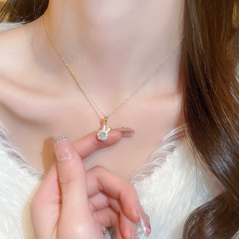 Fidget Necklace Spinning Rabbit Pendant