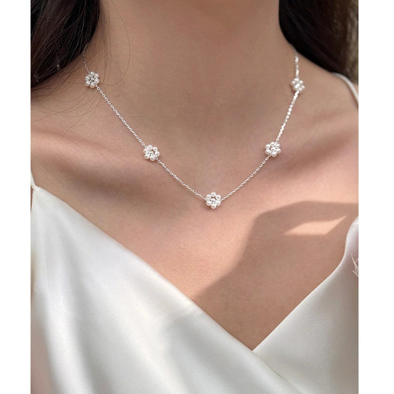 Mini Pearl Floral Necklace