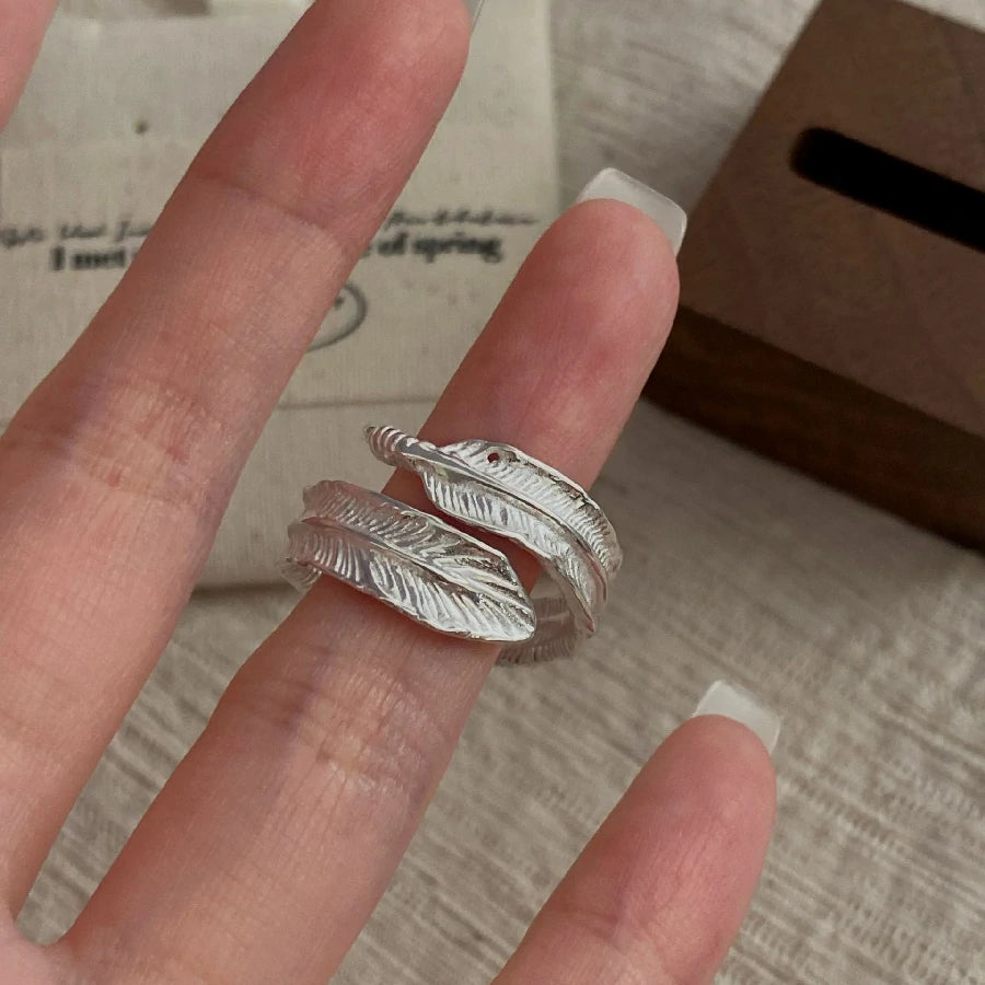 Silver Feather Flow Ring