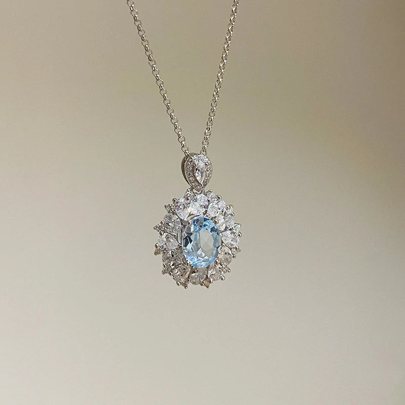 Sky Blue Topaz Pendant Necklace