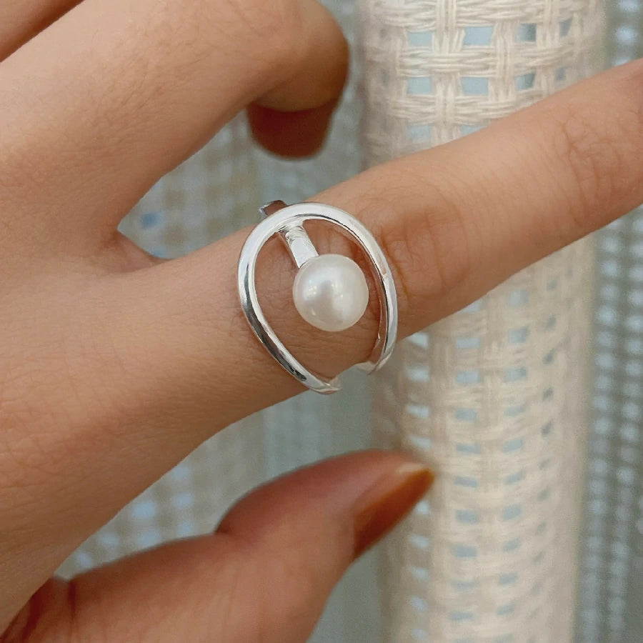 Pearl Band Silver Ring