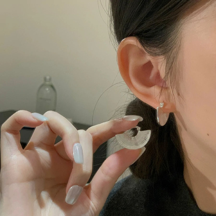 Silver Fan Earrings | Pair