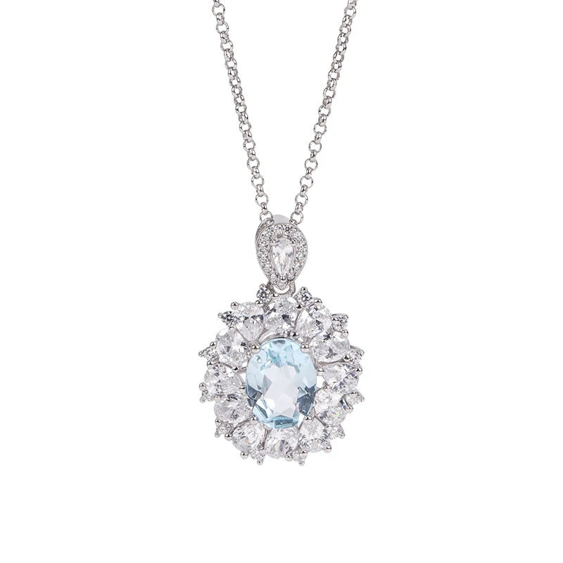 Sky Blue Topaz Pendant Necklace