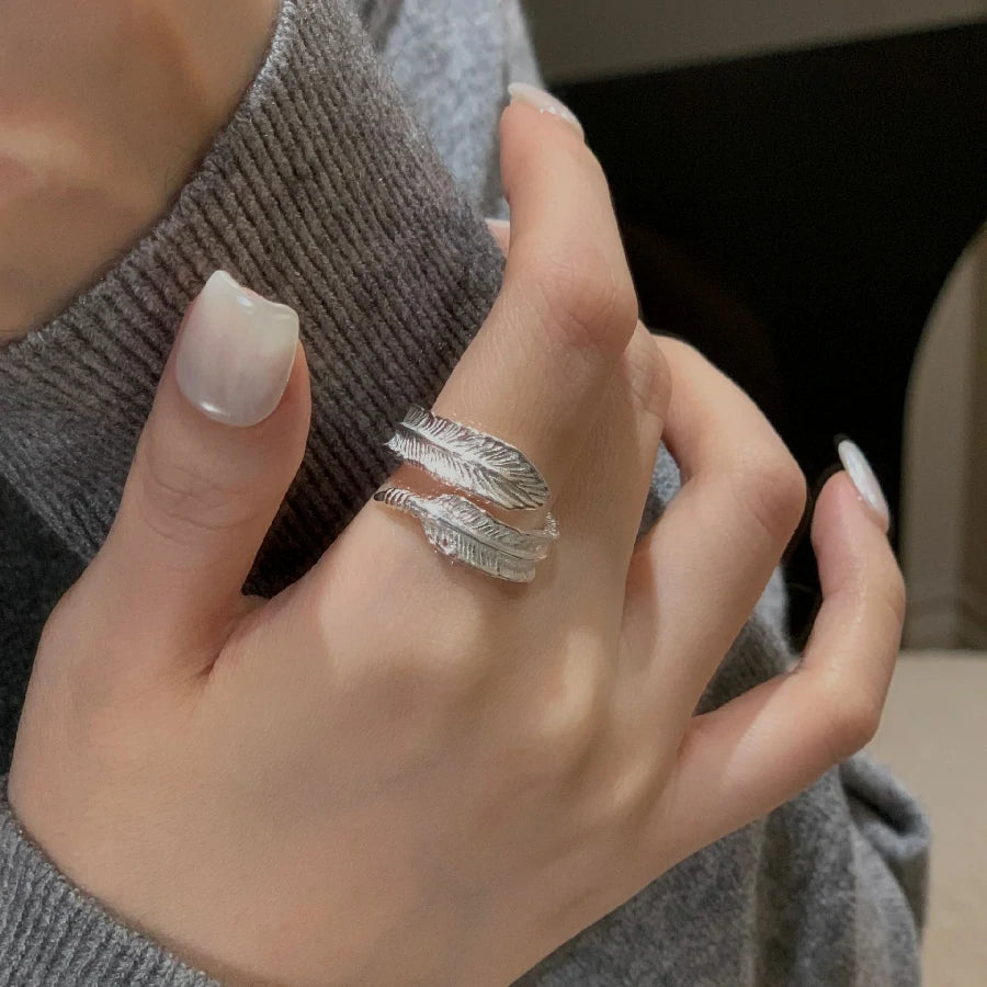 Silver Feather Flow Ring
