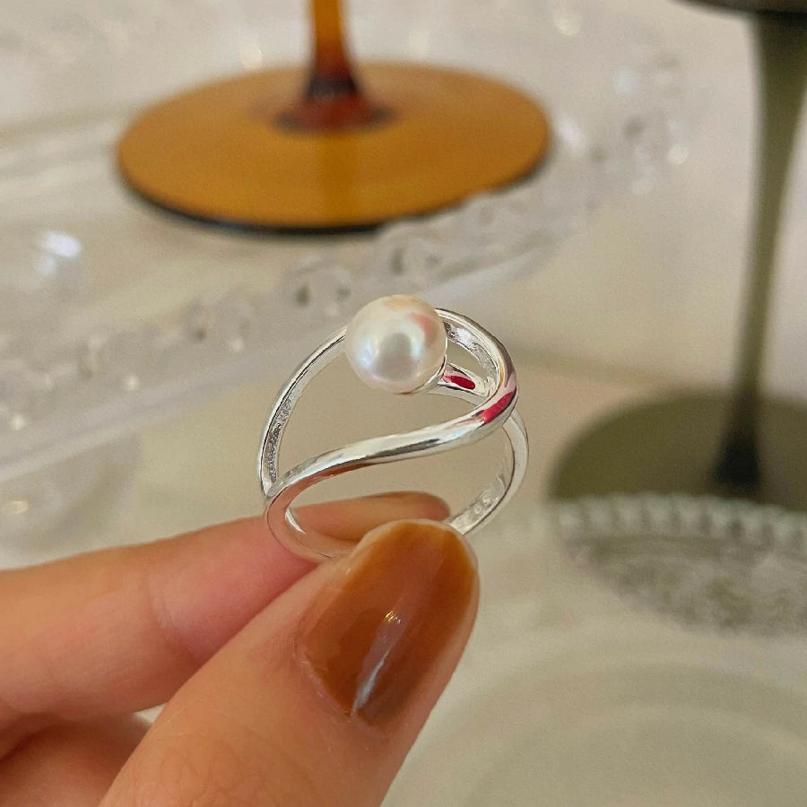 Pearl Band Silver Ring