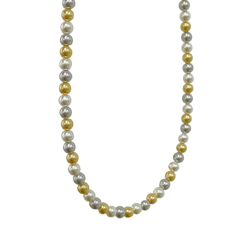 Tri-Color Crystal Pearl Necklace