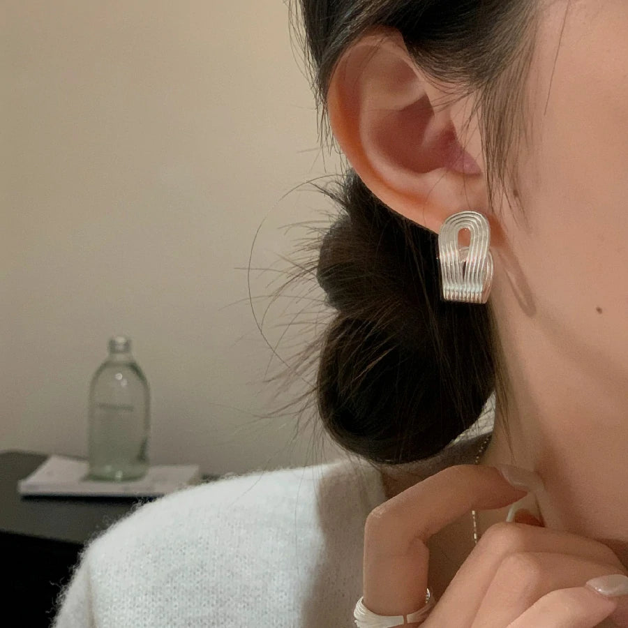 Arc Silver Ear Stud | Pair