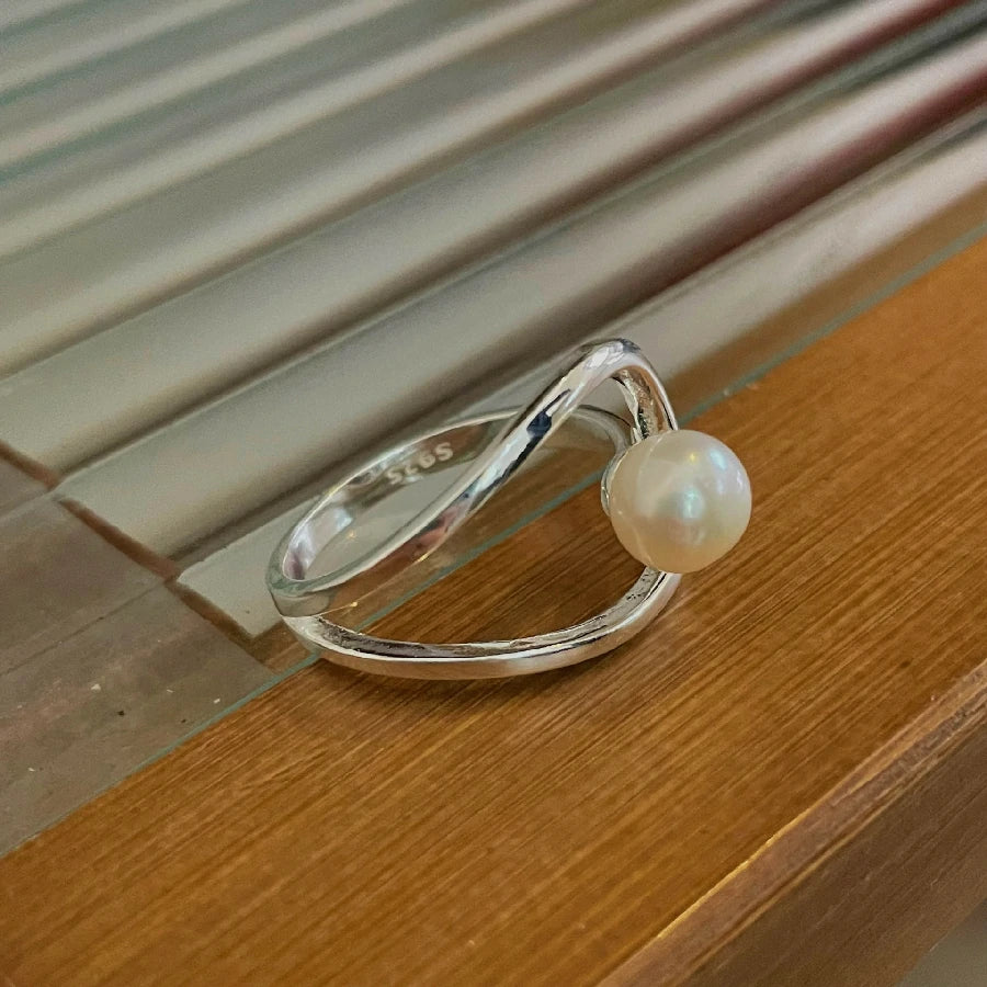 Pearl Band Silver Ring