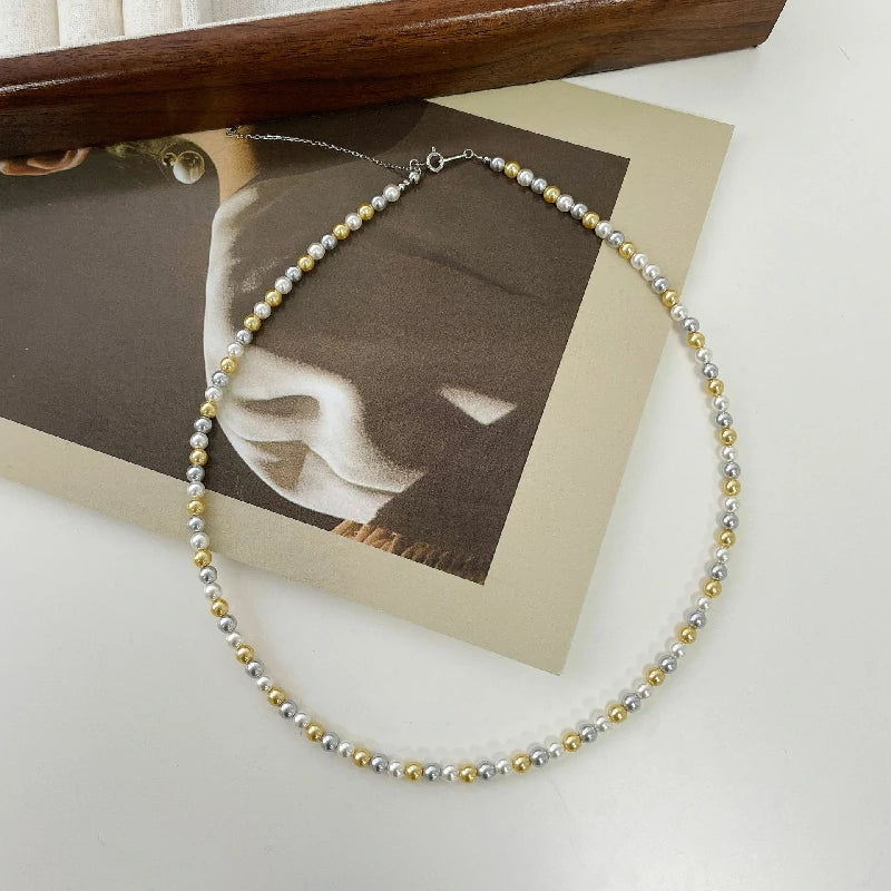 Tri-Color Crystal Pearl Necklace