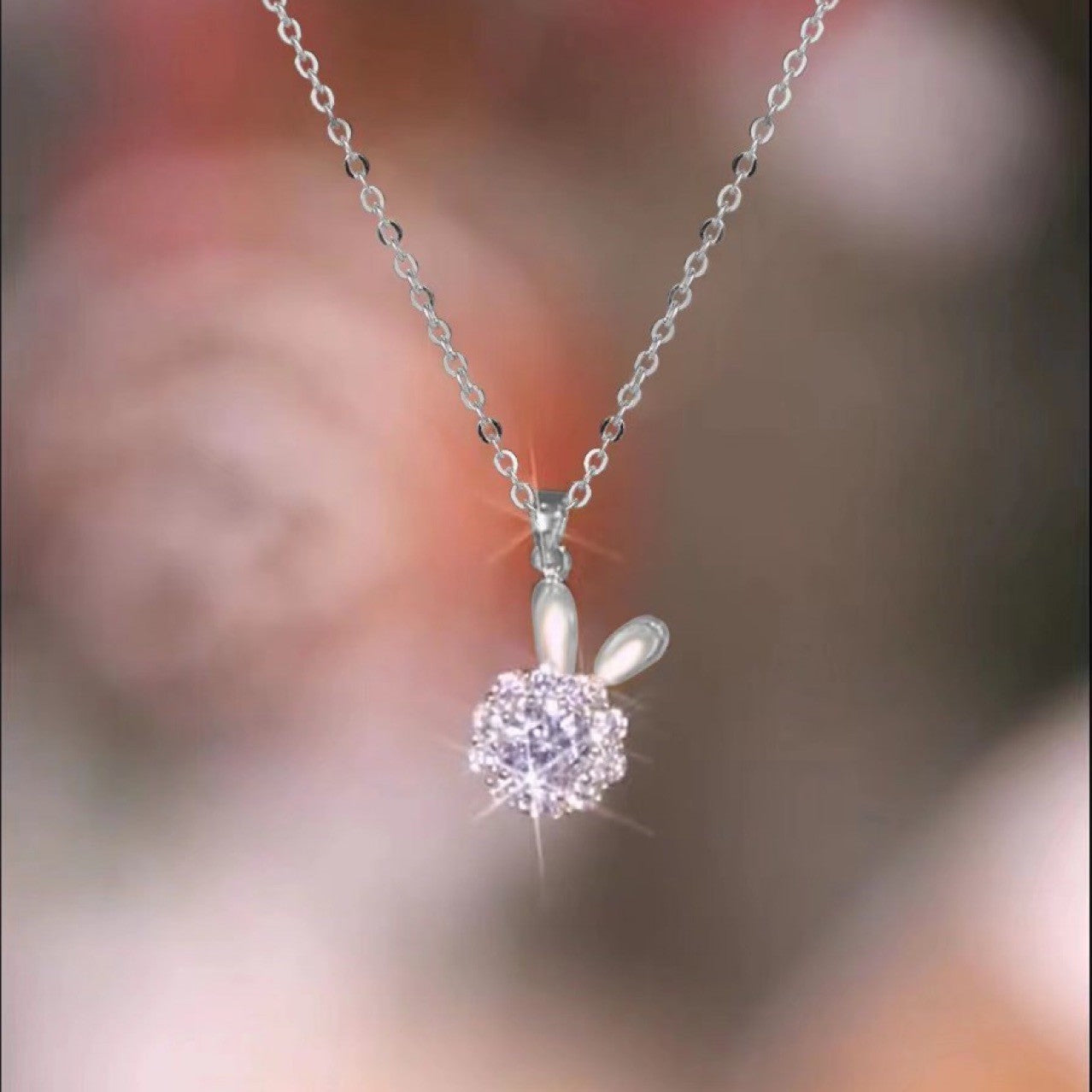 Fidget Necklace Spinning Rabbit Pendant