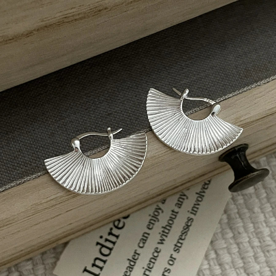 Silver Fan Earrings | Pair